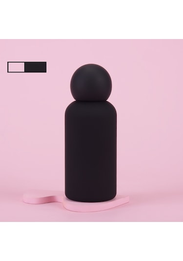 316 Paslanmaz Çelik Termos Bardak 350ml Yaratıcı Sevimli Çocuk Açık Hava Sporları Su Bardağı Siyah