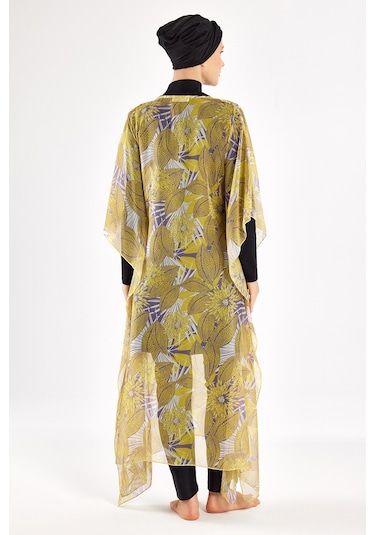 Adasea Uv Korumalı Mayo Üzerine Tek Pareo Kaftan 1705 Sarı Sarı