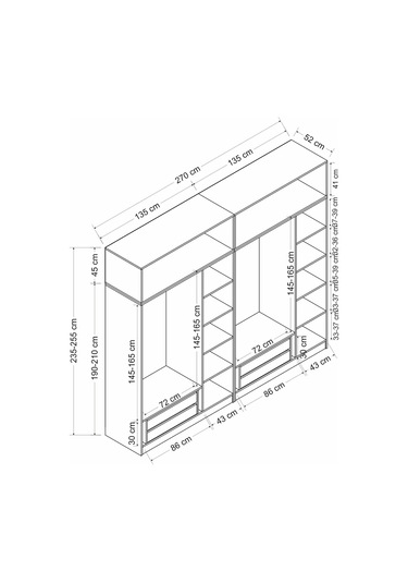 Kale 6 Kapaklı 4 İç Çekmeceli Dolap Ve Yüklük Kumtaşı Mebran İlkbahar 255cm Bej