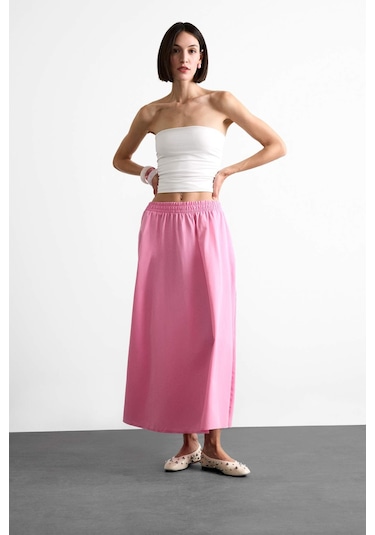 Defacto Esnek Belli Cepli Maxi Etek F7897ax25smpn113 Pembe