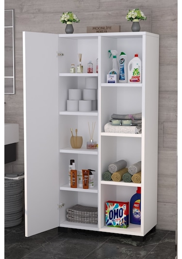 Silva Çok Amaçlı Tek Kapaklı Raflı Dolap Beyaz Beyaz