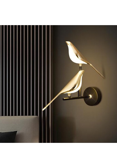 Suntek Aplik Duvar Lambası Başucu İki-kuş-sıcak-ışık Siyah