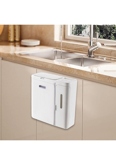 Suntek Magideal Kapaklı Asılı Çöp Kutusu Kağıt Sepeti Beyaz