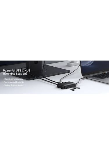 Jsaux Mp02 7in1 Type-c Pd Hub 100w Şarj Hdmı 2 X Usb 3.0 Sd Tf Kart Okuyucu Rj45 + Kablo Seti Dönüştürücü Çevirici Adaptör Hub