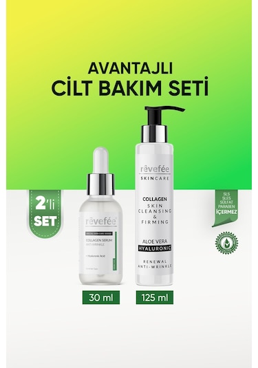 Kolajen Serum - Kırışıklık Karşıtı + Hyalüronik Asid & Cilt Temizleyici Ve Sıkılaştırıcı 2'li Set