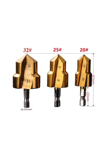 3 Parça Havşa Matkap Uç Boru Genişletme Raybalama Uç 20-25-32