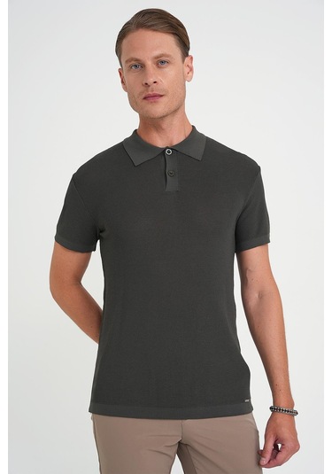 Comfort Fit Polo Yaka Kısa Kollu Haki Triko Tr 883 Haki