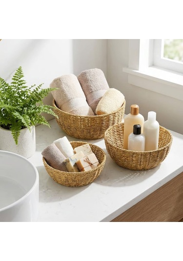 Büro Ev Ofis Düzeni İçin 3parça Hasır Stil Rattan Plastik İçe Geçen Çanak Seti Diğer