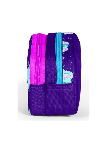 Coral High İki Bölmeli Kız Çocuk Mor Fil Kalem Çantası Kalemlik