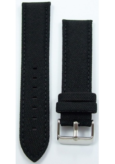 Bizon Siyah Kumaş Saat Kordonu 20Mm Dokuma Spor Perlon Kayışı