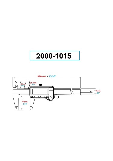 Dasqua 2000-1015 300Mm Mavi Lcd Ekran Dijital Kumpas Ip54 Korum