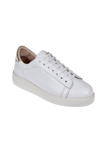 Pullman Hakiki Deri Kadın Spor Ayakkabı Plm-p001 Beyaz/gold Beyaz