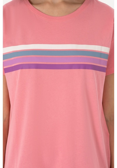 U.S. Polo Assn. Kadın Pembe Bisiklet Yaka Tişört 50308639-VR041