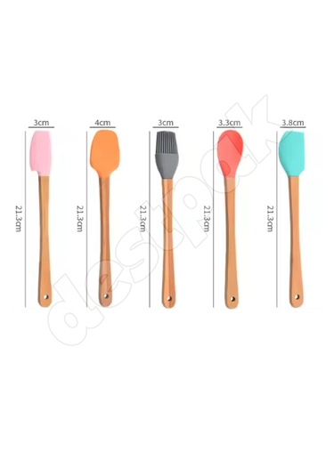 5'li Mini Bambu Spatula Seti - Yumurta Fırçalı - Mini Boy