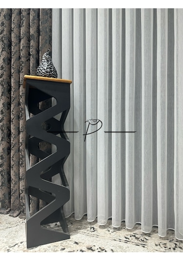 Tül Perde Simli Balık Sırtı Desen Ultra Dökümlü Etek Kurşun Sarımlı Çok Renkli