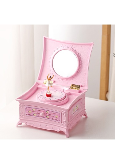 Vkemall Pembe Balerina Figürlü Döner Müzik Kutusu - Paslanmaz Çelik Konstrüksiyon, Kolay Kullanım, Ev Dekorasyonu si 16x13.6x9.1cm