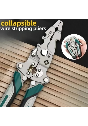 Fastbuy Green Tel Düzenleyici Pense - Katlanır Elektrikçi Aleti, Sıkma Kesme, Cıvata Anahtarı