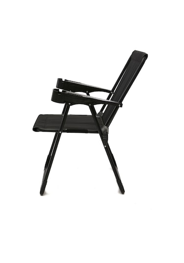 Silva 4 Adet Kamp Sandalyesi Bardaklıklı Lüks Siyah + MDF Masa Siyah