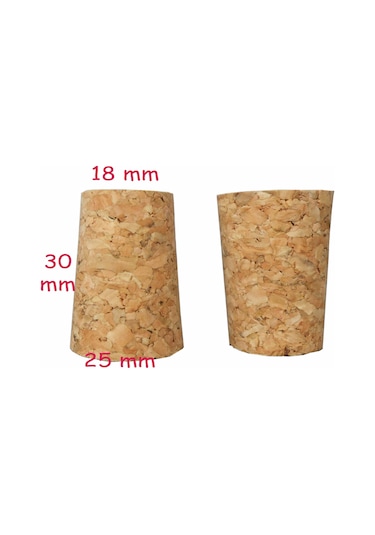 50 Adet Konik Mantar Tıpası Mantar Şişe 30X25X18