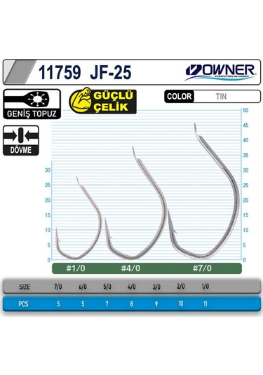 Owner 11759 Jf-25 Jigger Light Jig İğnesi 3.5-0