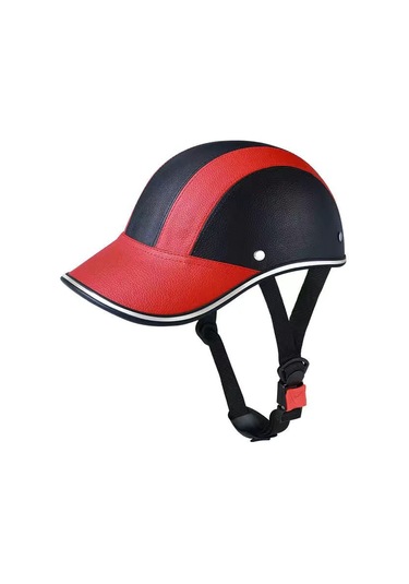 Beyzbol Kask Retro Binicilik Kask Ördek Şapka Elektrikli Araba Kask-kırmızı Siyah Parlak Kırmızı - Siyah