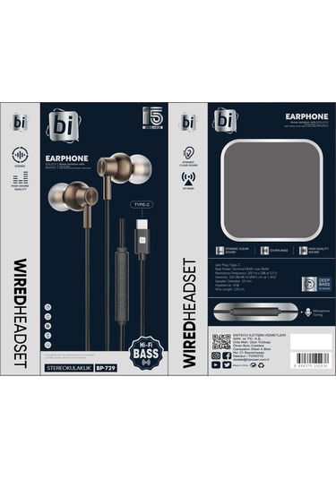 Bipower BP-729 Type-C Kulakiçi Kablolu Kulaklık