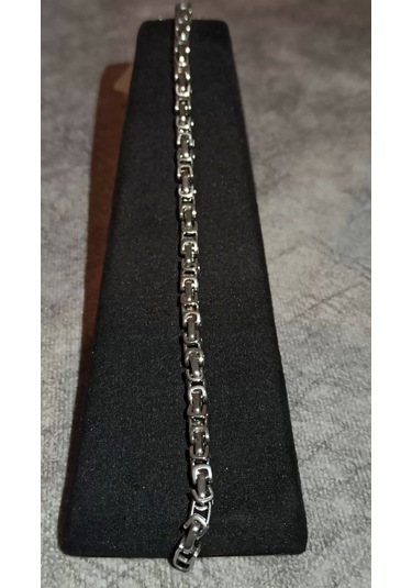 Gümüş Renk, Modern Halkalı Paslanmaz Çelik Erkek Bileklik 22 Cm Çok Renkli