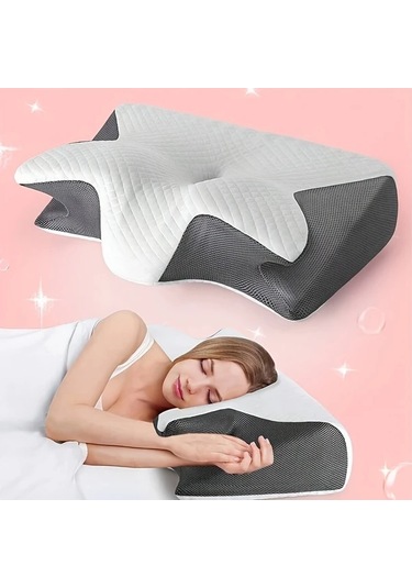 Maxaccess Beyaz Yandan Yatmaya Uygun Konforlu Hafıza Köpük Boyun Yastığı Sağlam Destek