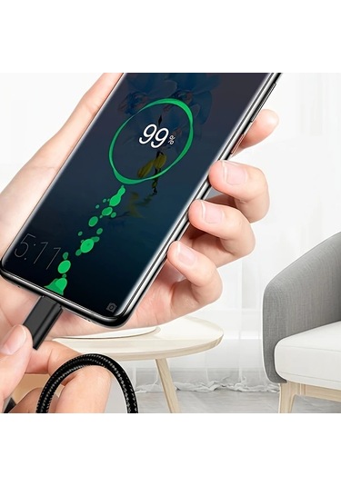 Oldfriend Hızlı Şarj Nylon Örgülü Micro Usb Kablosu Samsung Uyumlu Xiaomi Vivo Oppo Redmi Android Telefonlar İçin Mavi 1m