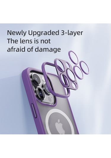 Rock Apple Uyumlu iPhone 14 Plus Anti-drop Lens Korumalı Magsafe Kılıf Mor Mor