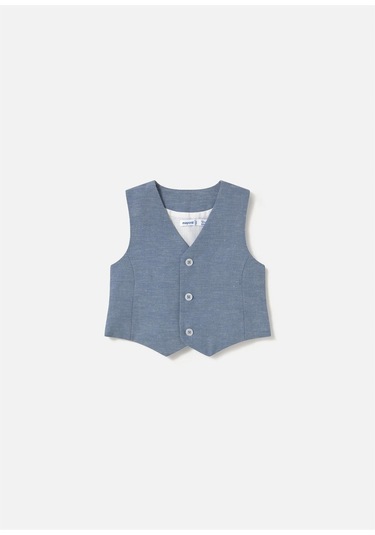 Mayoral Erkek Bebek Çizgili Keten Yelek 1303 Mavi
