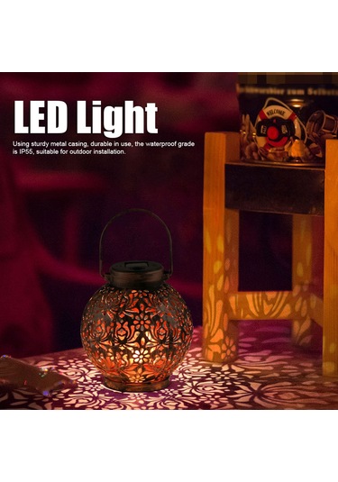 Tenfowee Güneş Enerjili Dış Mekan Demir Açık Desenli Askı Lambası - Ip55 Su Geçirmez Bahçe Dekoratif Işık