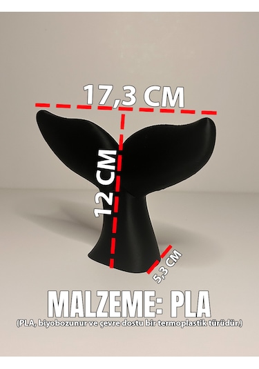 Modern Balina Kuyruğu Obje Minimal Salon Masa Üstü Dekoru Siyah