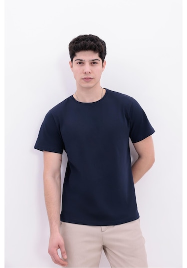 Freemen Erkek/unisex Bisiklet Yaka Basic Tişört %100 Pamuk-371 Lacivert