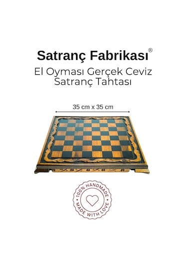 Mc44 Büyük Boy Metal Satranç Takımı Gerçek Ceviz Tahta El Yapımı Antik Taşlar 35x35cm