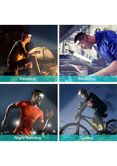 Cob Yüksek Işıklı Led Far Usb Şarjlı Kafa Lambası Siyah