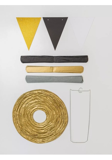 Fiolento Kağıt Küre, Ponponlar Ve Bayraklı Süsleme 235909683 Altın Rengi