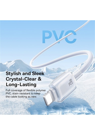 Baseus Crystal 2m Usb-c - İp Pd 20w Hızlı Şarj Kablosu Nyion Örgülü Veri Kablosu, Ay Beyazı
