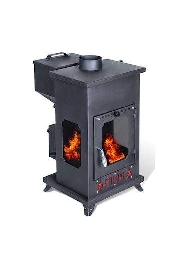Etinova Eti-k5 Küçük Üç Tarafı Camlı Fırınsız Şömine Tipi Pelet Soba