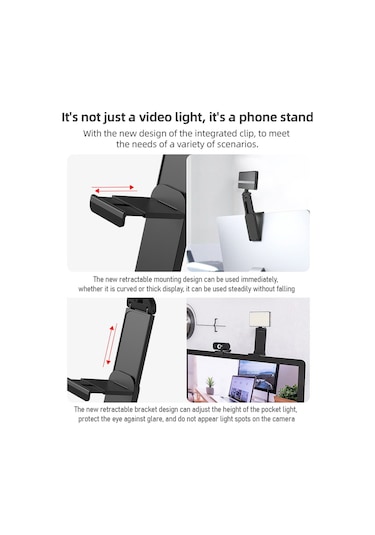 Aumotop D12819 Çift Renkli Led Işık 1/4 Inç Dişli Delikli Taşınabilir Siyah