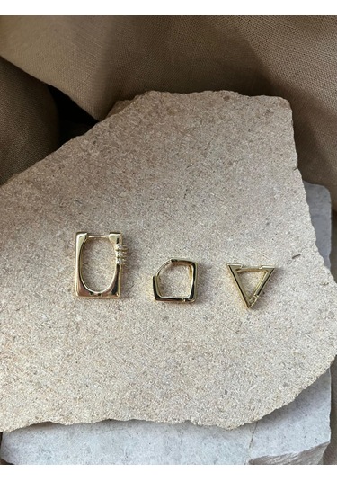 Ysx Jewelry Geometrik Üçlü Küpe Seti Çok Renkli