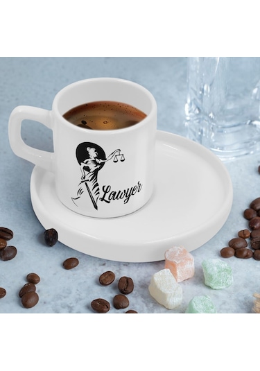 Bk Gift Kişiye Özel Sunum Tabaklı Avukat Tasarımlı Kahve Fincanı-14, Sevgiliye Hediye, Arkadaşa Hediye, Avukata Hediye Kobitmeyen137778 Bk Gift