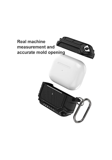 Airpods Uyumlu Pro İçin Kancalı Diamond Shield Mecha Tpu + Pc Kulaklık Koruyucu Kılıf Kırmızı