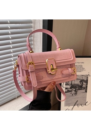 Çok Yönlü, Üst Düzey Çapraz Askılı Çanta, El Tipi Kare Çanta Beyaz - Pembe 707744 Beyaz - Siyah