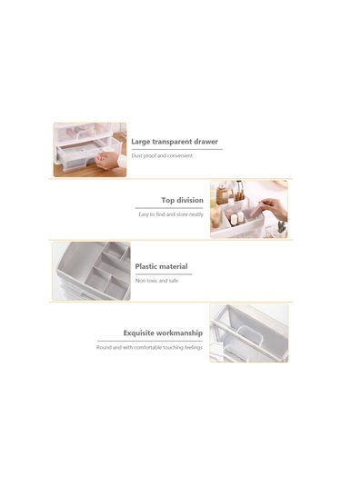 Hombey İki Katlı Plastik Makyaj Organizasyon Kutusu - Şeffaf Ve Beyaz, Çekmeceli Tasarım, Toz Ve Su Koruma, Makyaj Malzemelerinizi Düzenleyin Ve Kolayca Bulun Beyaz