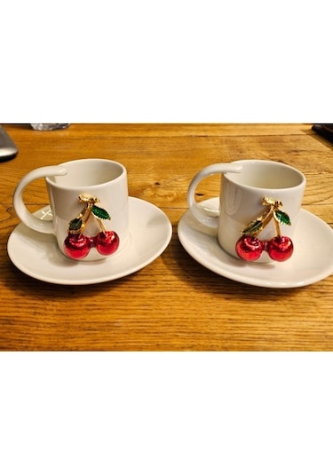 Kirazlı Kahve Fincanı Ve Kadeh Set