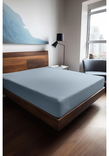 Soley Mix & Match Plain %100 Pamuklu Ranforce 100 X 200 Tek Kişilik Çarşaf Mavi