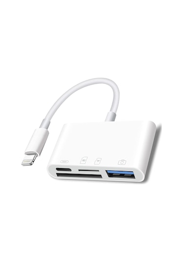 Dofolink Type-c Çok Fonksiyonlu Kart Okuyucu - Sd/tf/usb Ve Şarj Desteği, Kamera Fotoğraflarını Telefonla Paylaş, Plug & Play, Beyaz Kutulu