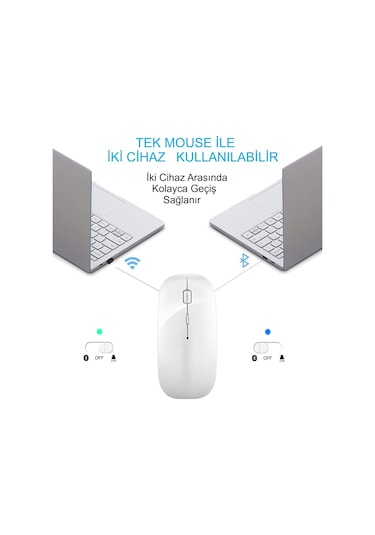 Hymark M22 Sessiz Tıklama Şarjlı Çift Modlu Bluetooth Kablosuz 2.4 Ghz Mouse