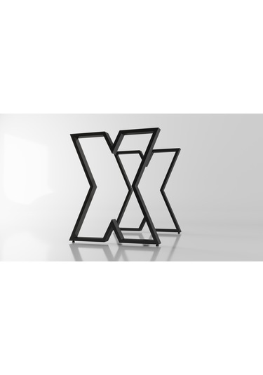 Kalın X Model Metal Ayak Seti Siyah Metal Masa Ayağı